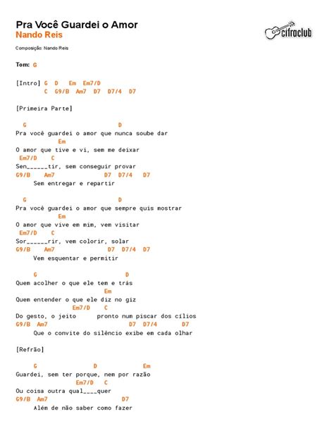 Cifra de Pra Você Guardei o Amor (Nando Reis) para Ukulele.